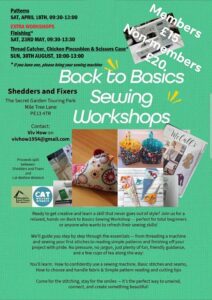 Poster: Ready to get creative and learn a new skill that never goes out of style? Join us for a relaxed, hands-on, Back to Basics Sewing Workshop. Perfect for total beginners or anyone who wants to refresh their sewing skills. We'll be making a Thread Catcher, a Chicken-shaped Pin Cushion and a Scissors' Case that will safely hold up to 3-pairs of scissors. Come for the stitching, stay for the smiles. The perfect way to connect and create something beautiful!